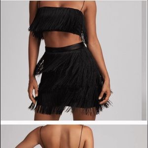 Meshki Fringe skirt black small